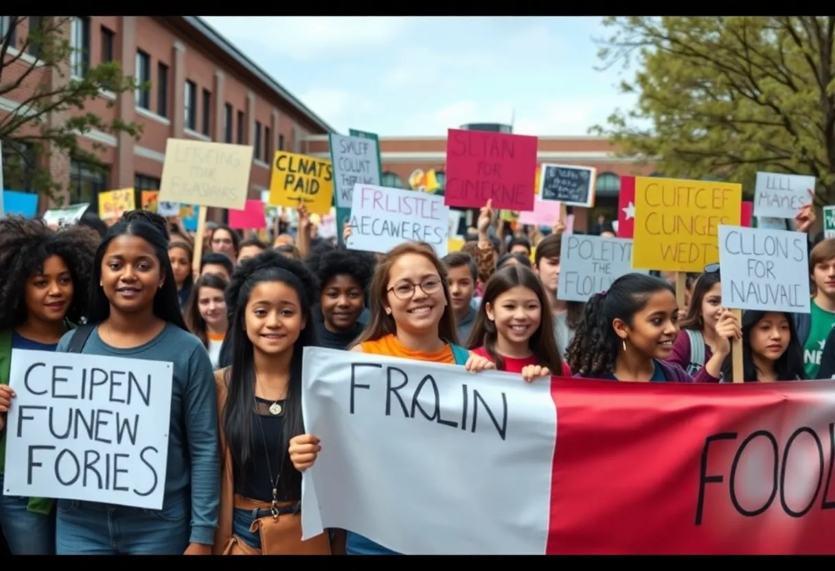 Students protesting against immigration enforcement in Charlotte