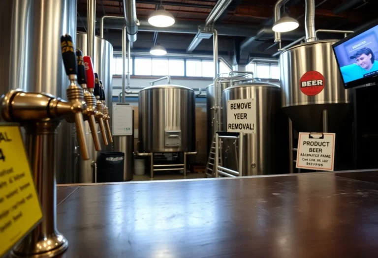 Image depicting the exterior of a brewery with removed product signage