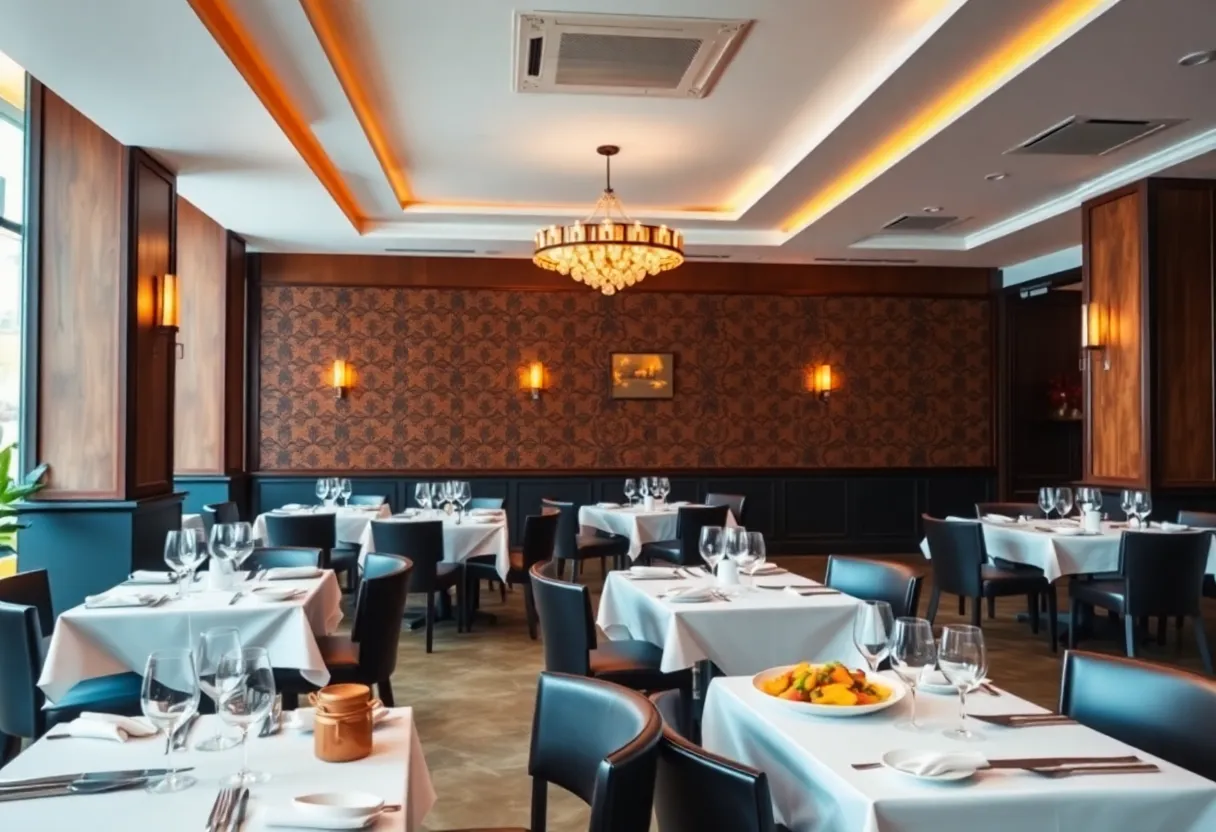 Interior view of The Taj House fine dining restaurant.