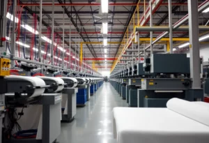 A modern textile manufacturing facility in Columbia, SC, highlighting advanced technologies.