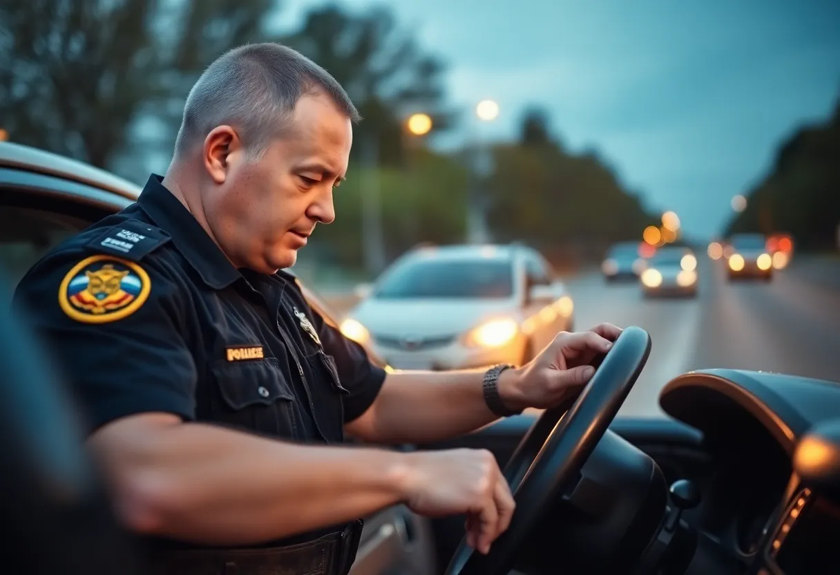 Police officer conducting a traffic stop