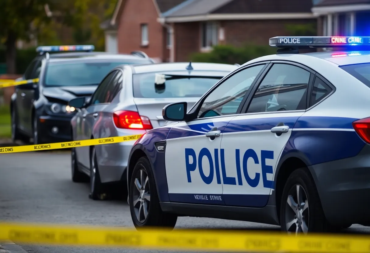 Police car at the scene of vehicle break-ins