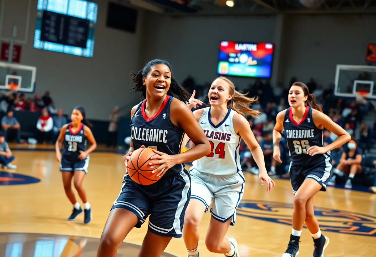USC women's basketball team competing against Nebraska