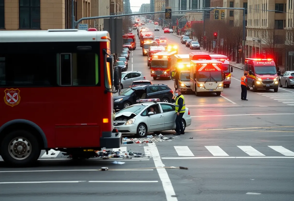 Emergency responders at the scene of a vehicle collision in Charlotte