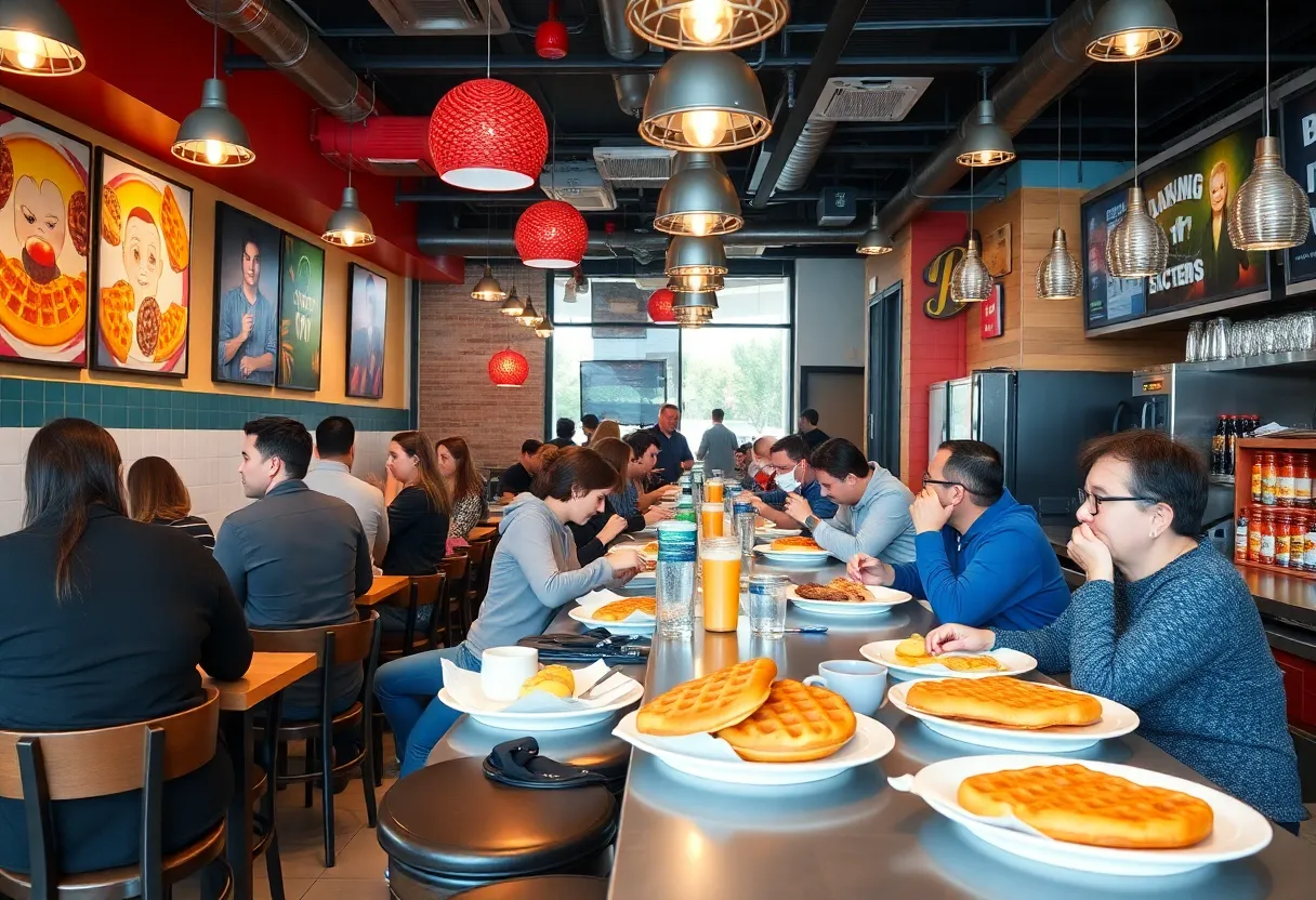 Interior of The Wafflery restaurant in West Charlotte