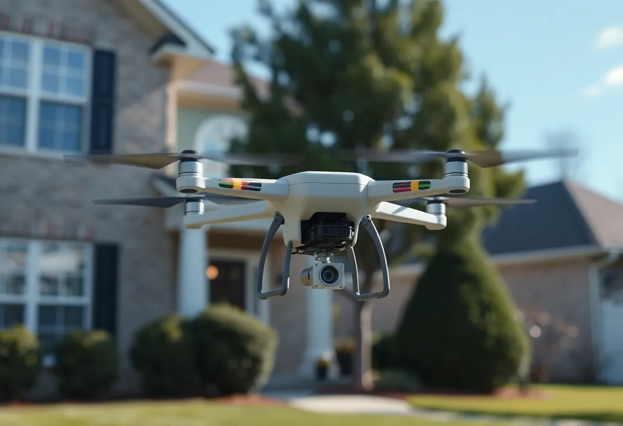 Drone delivering groceries in Atlanta suburb