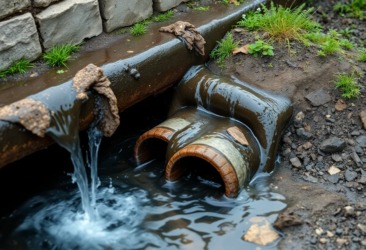 Image depicting a wastewater overflow incident in Charlotte due to clogged pipes