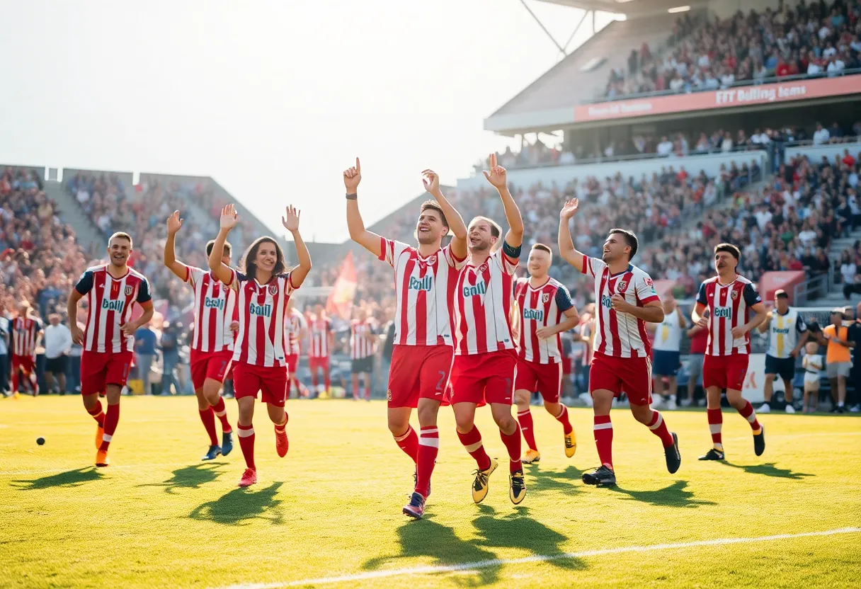 Watauga High School football players celebrating their championship win