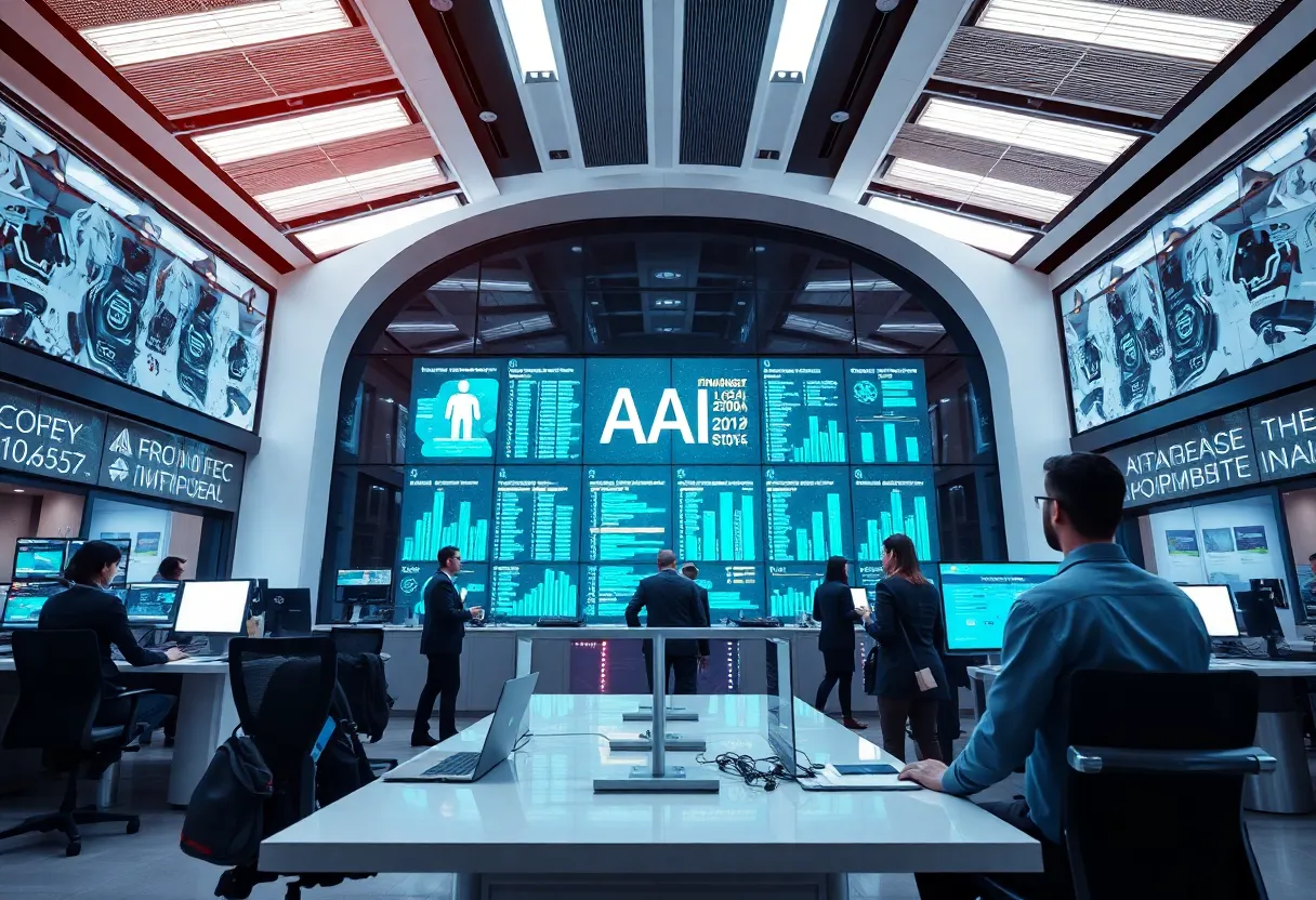 Visual representation of AI integration in a bank environment