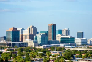 Skyline of Wilmington, North Carolina with financial institutions
