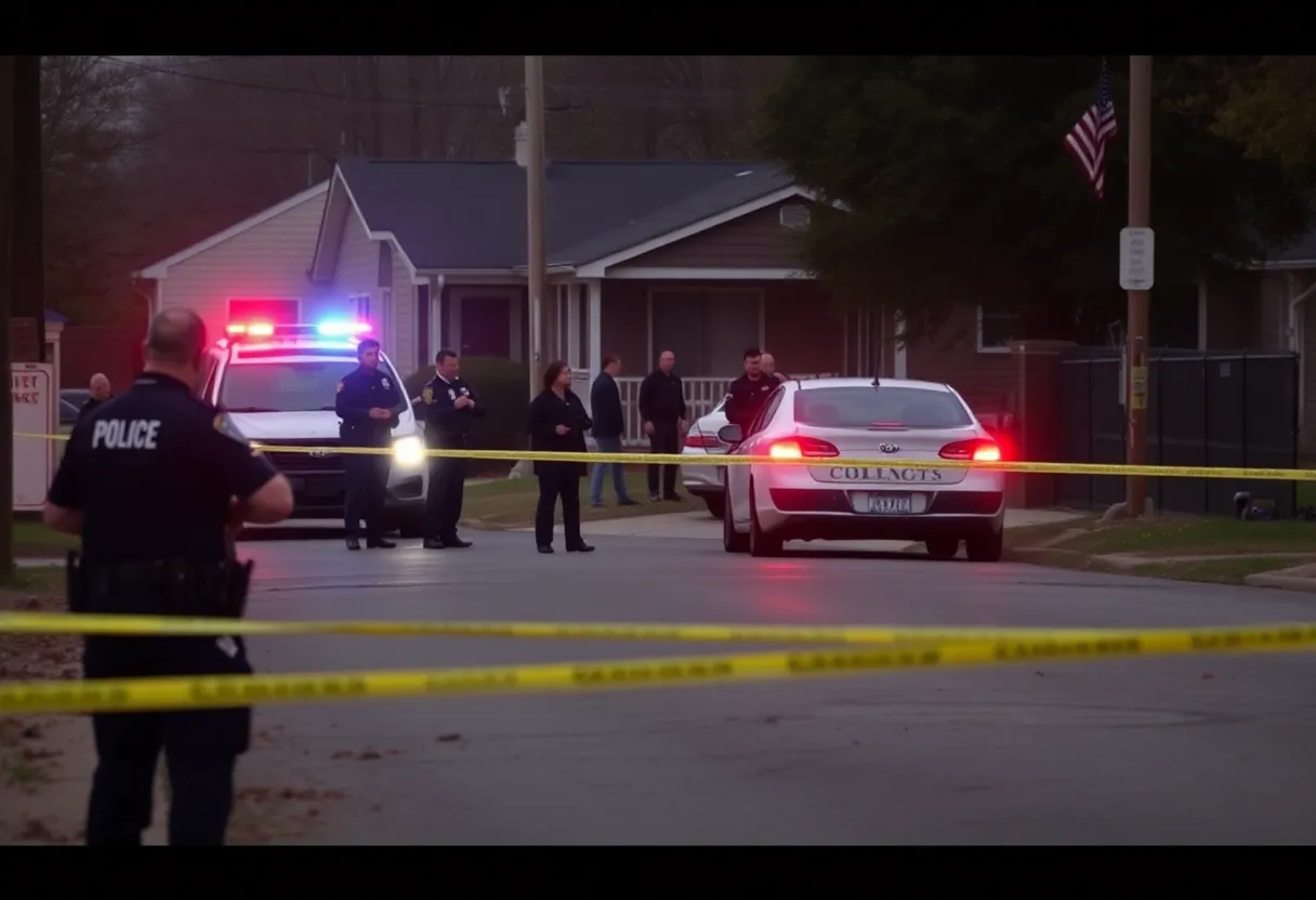 Police response scene in Winston-Salem during a shooting incident involving a barricaded individual.