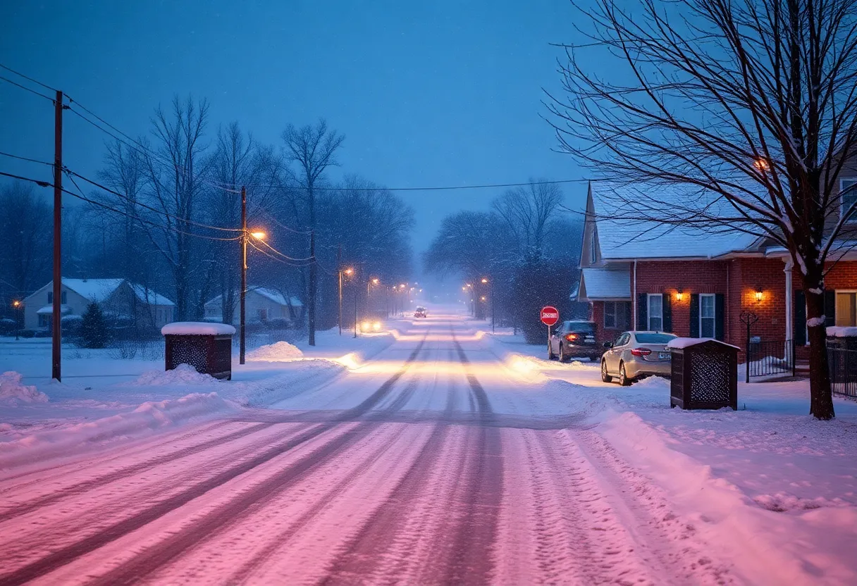 Cold winter landscape in the Carolinas with strong winds