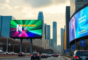 Digital billboard showcasing advertisements in Charlotte, NC