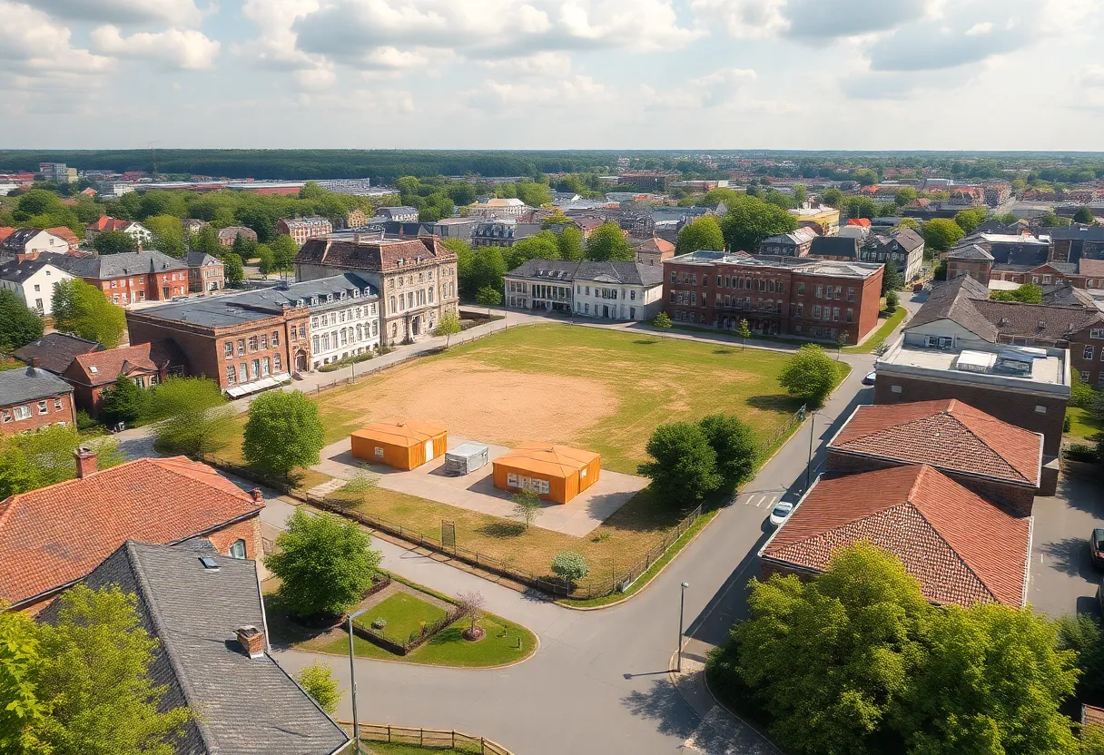 Aerial view of 11-acre land parcel in Belmont NC