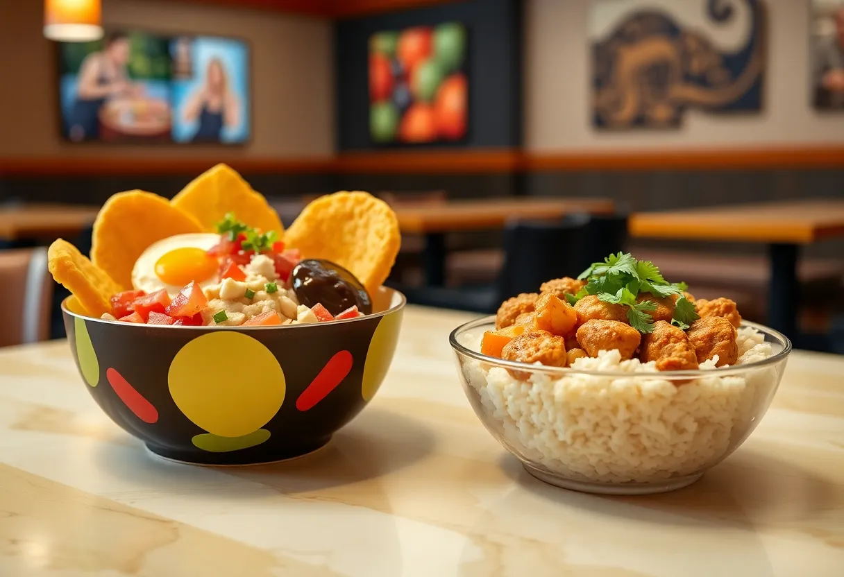 Display of Bojangles' Breakfast Bowl and Chicken Rice Bowl
