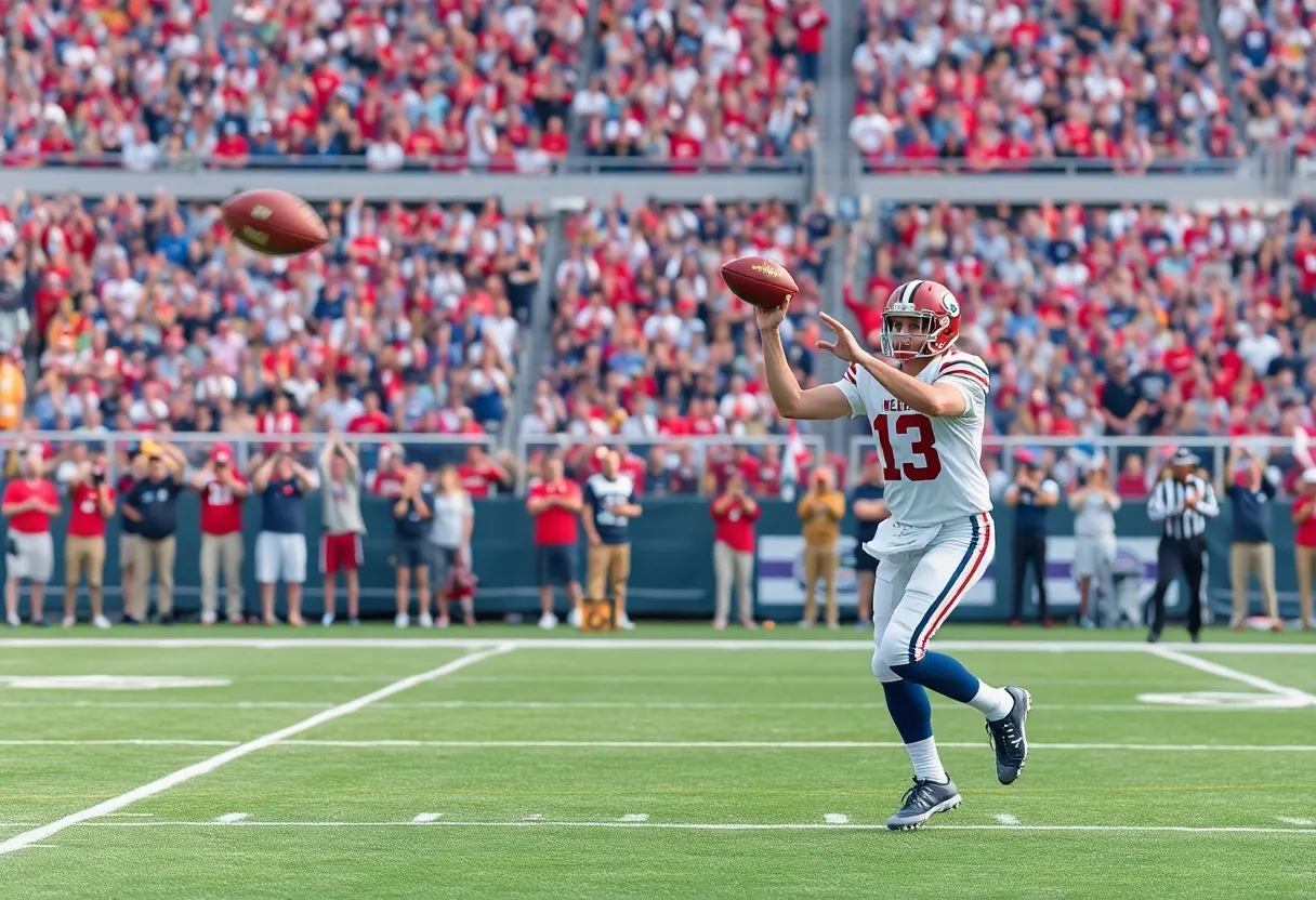 Quarterback on the field