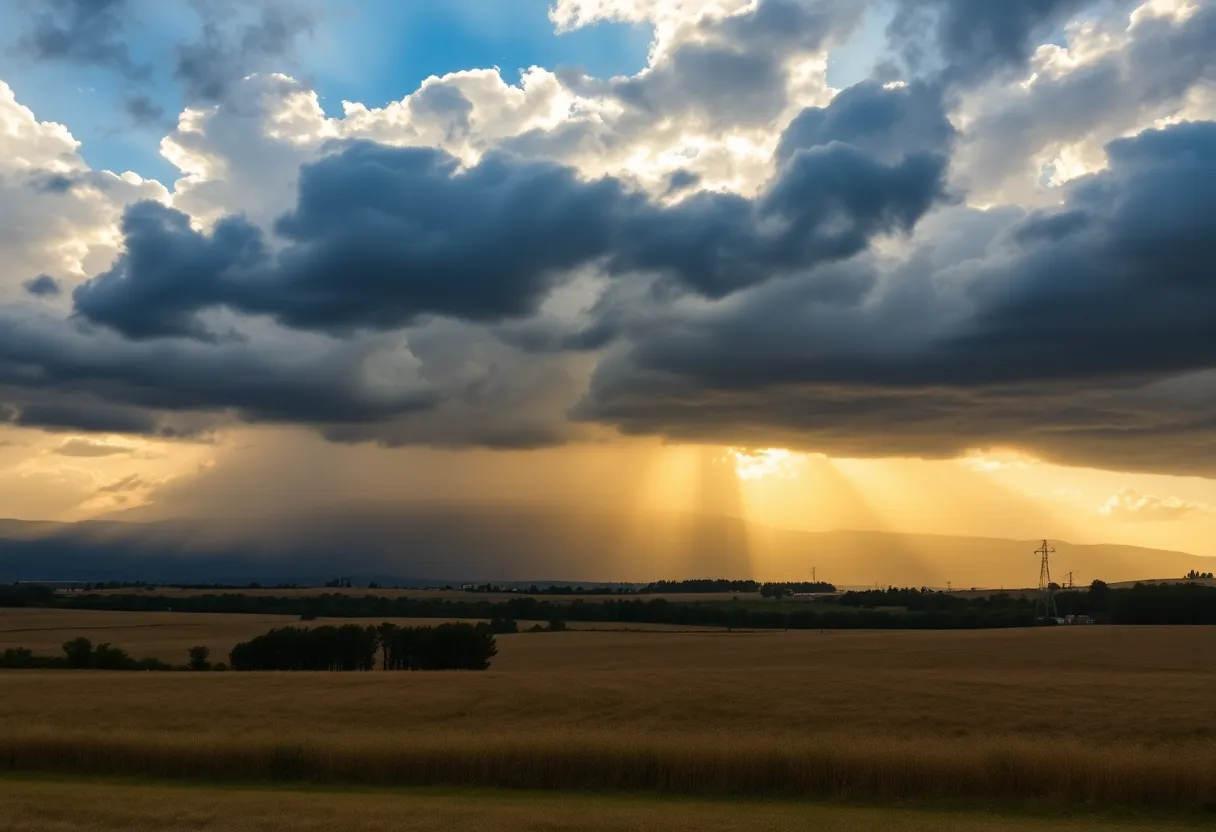 Transition from warm weather to rain and cold in the Carolinas.