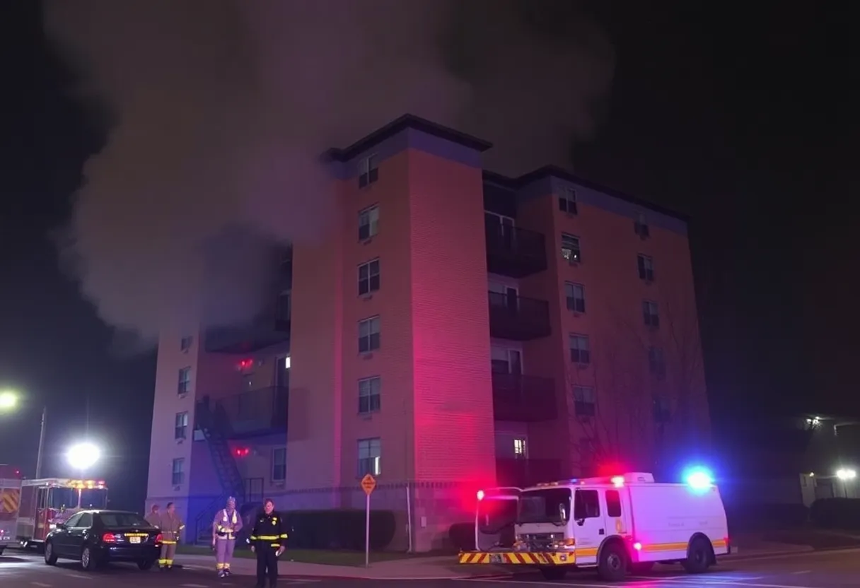 Emergency responders at Charlotte apartment fire scene