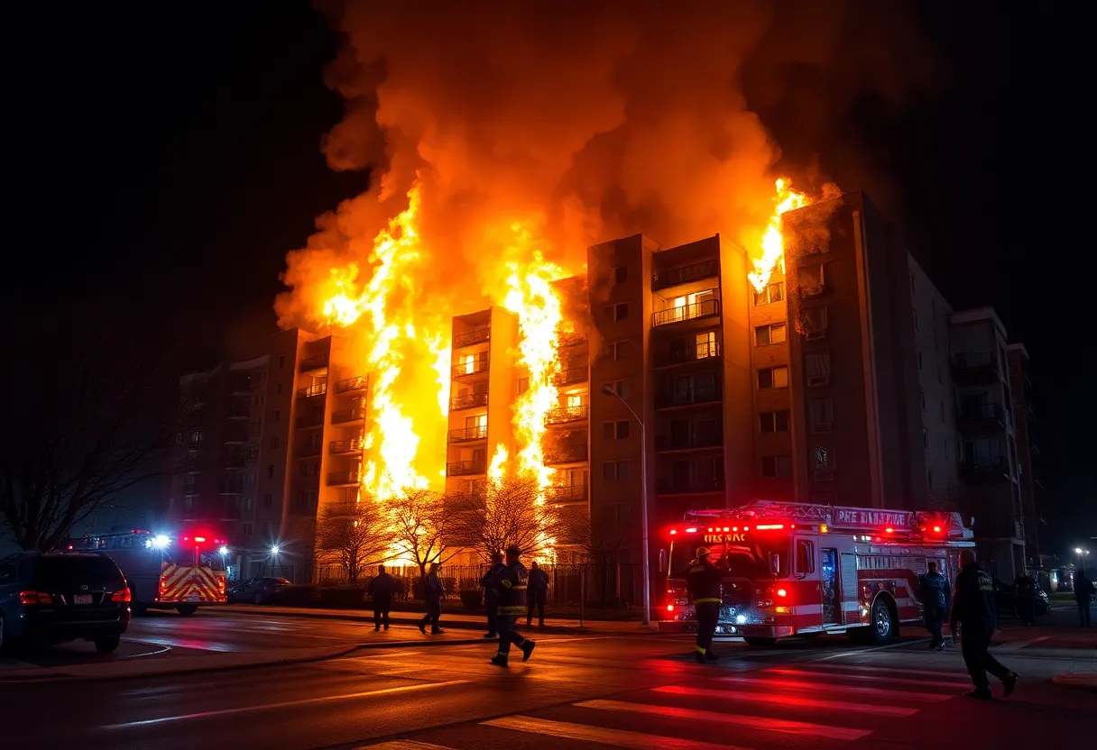 Firefighters battling a massive apartment fire in Charlotte, NC