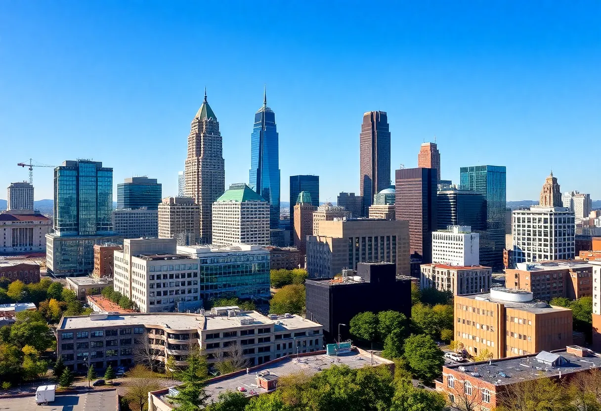 A skyline view of Charlotte showcasing thriving businesses.