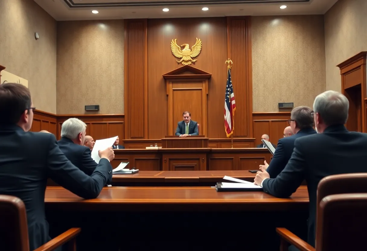 Courtroom scene related to Charlotte Checkers tax fraud case