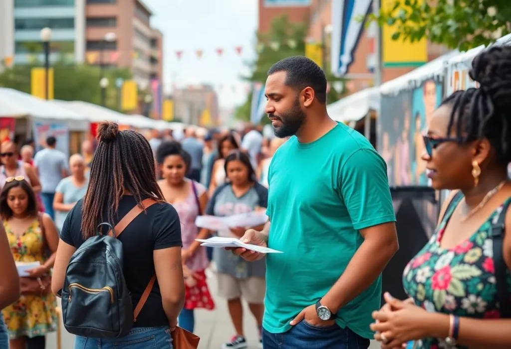 Community gathering in Charlotte showcasing local art and vendors