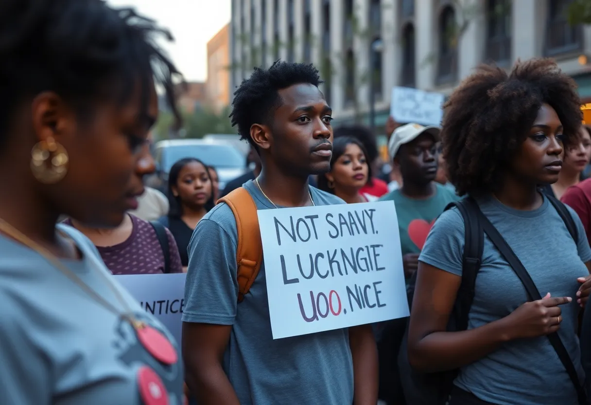 Community gathering in Charlotte seeking justice after a teen shooting incident.