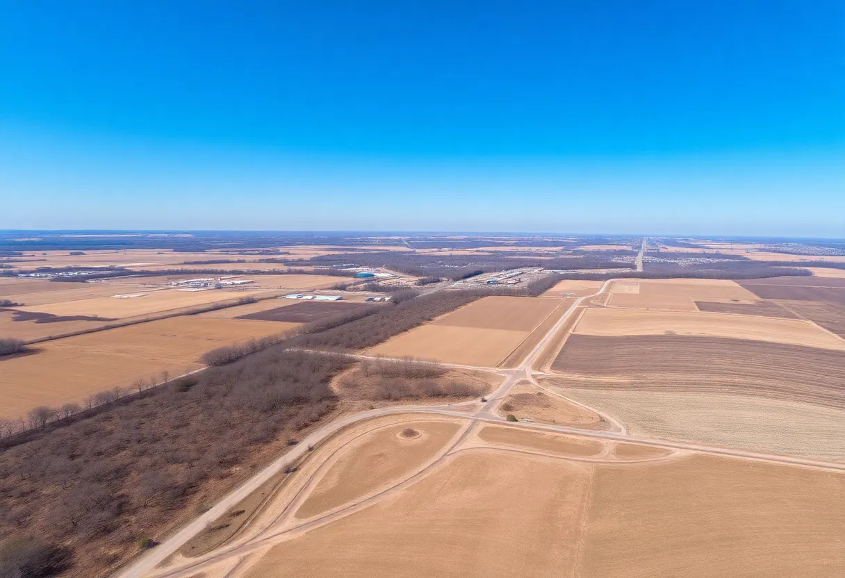 Aerial view of a drought-affected area in Charlotte, North Carolina.