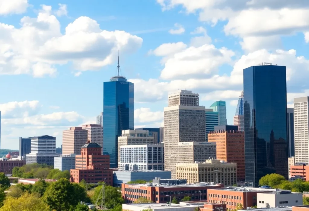 Skyline of Charlotte NC showcasing its financial services sector