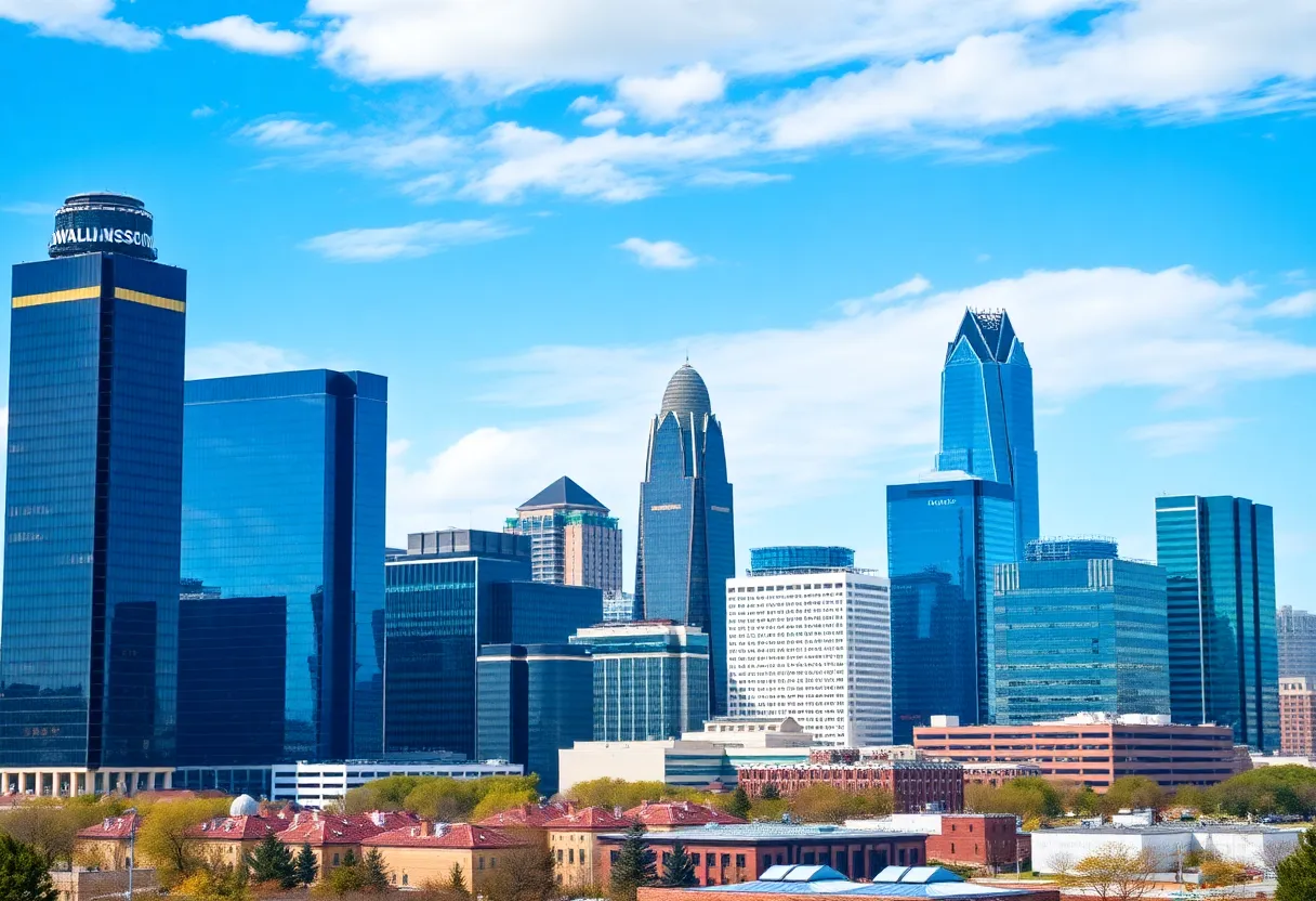 Skyline of Charlotte, North Carolina showcasing business district and economic prosperity.