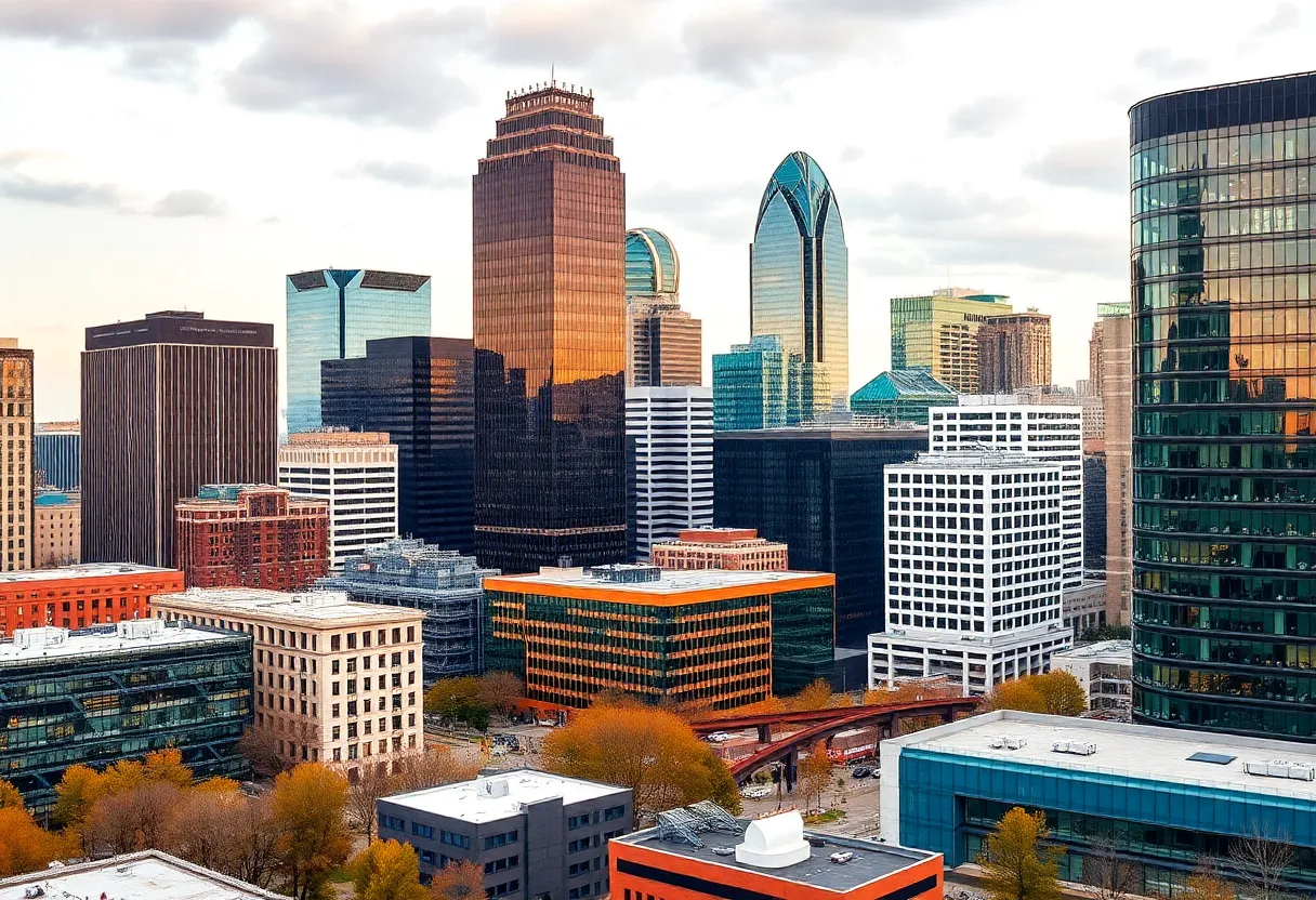 Charlotte financial district skyline view