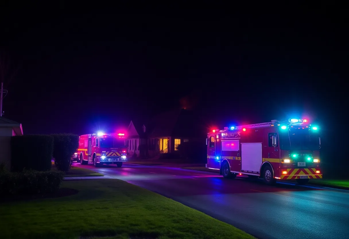 Firefighters responding to a house fire in Charlotte's Hidden Valley neighborhood
