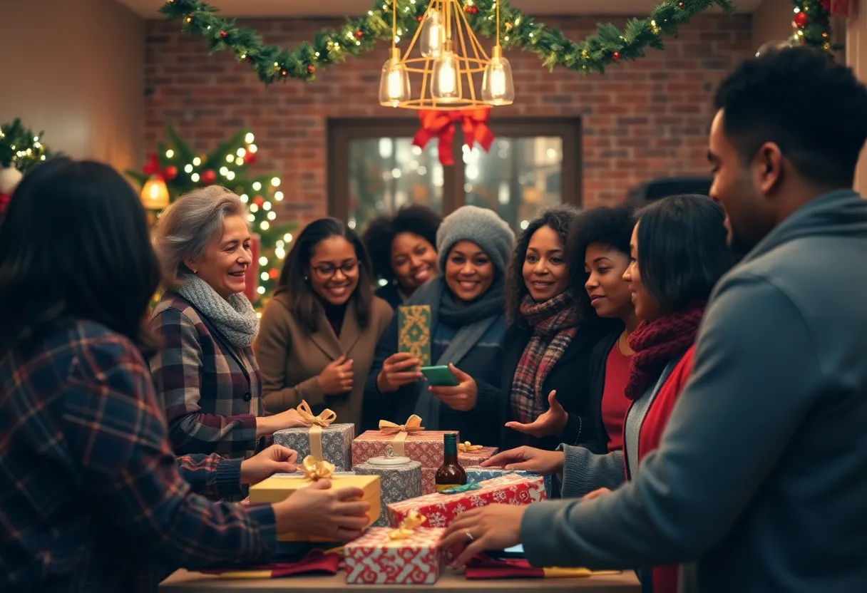 Community gathering in Charlotte celebrating holiday generosity