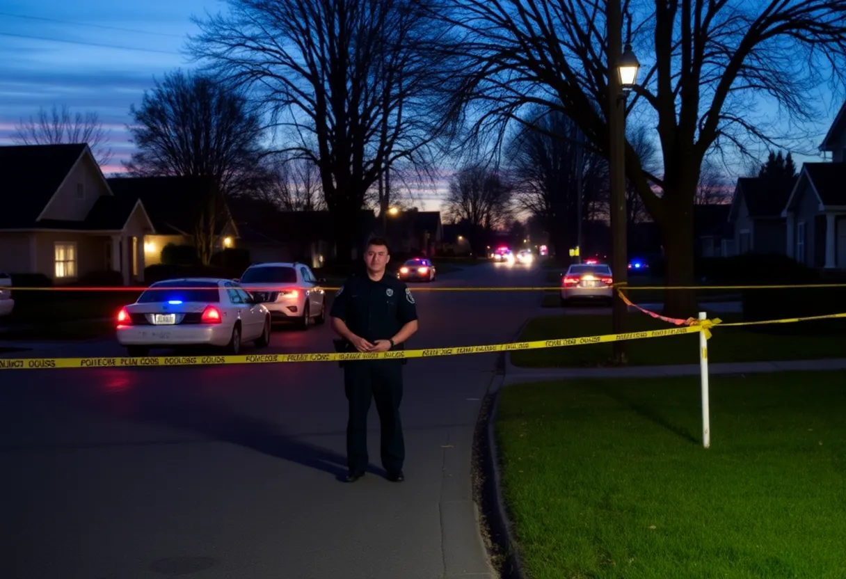 Police cordon in a Charlotte neighborhood after a shooting incident.