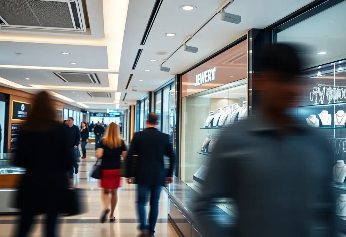 Surveillance footage from Omega Jewelry Store in Charlotte Mall showing jewelry theft incident