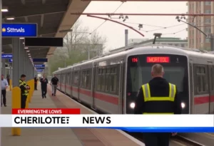 Charlotte light rail train station and safety measures
