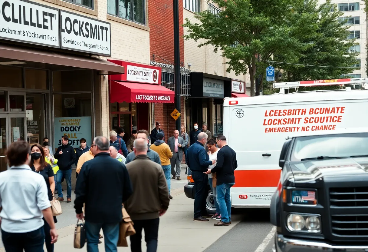 Various locksmith storefronts in Charlotte, NC.
