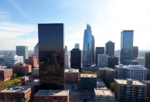 Skyline of Charlotte NC with modern architecture