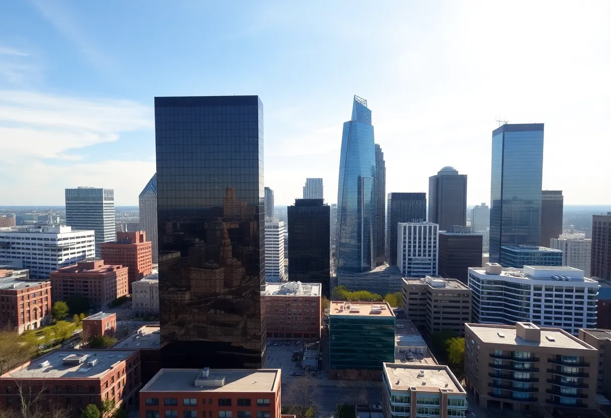 Skyline of Charlotte NC with modern architecture