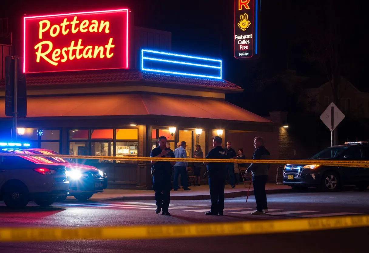 Police investigating a shooting scene near a restaurant in Charlotte