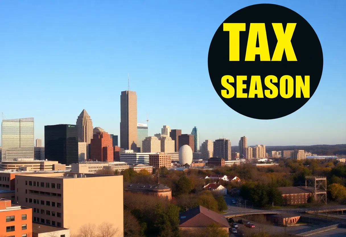 Charlotte skyline view representing tax season