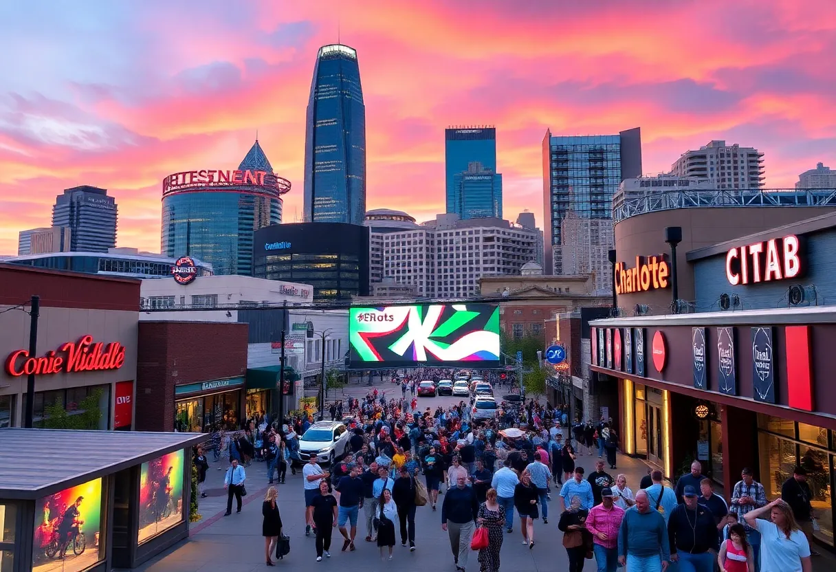 Charlotte skyline during WrestleMania preparations