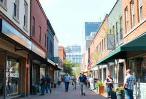 Street view of small businesses in Charlotte