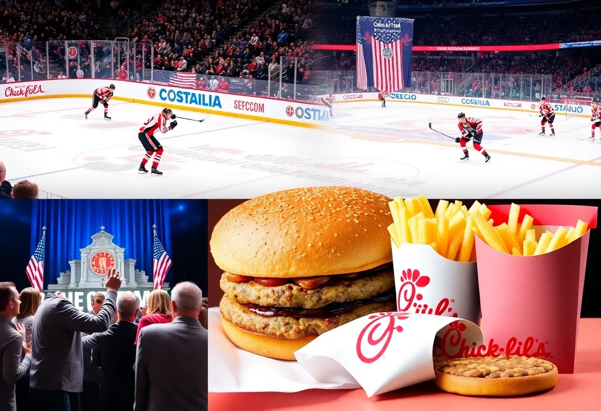 A collage of Charlotte sports and Chick-fil-A celebrations.