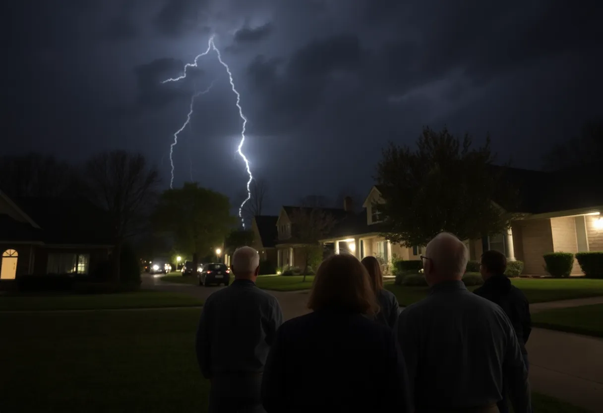 Residents observing mysterious lights in the sky