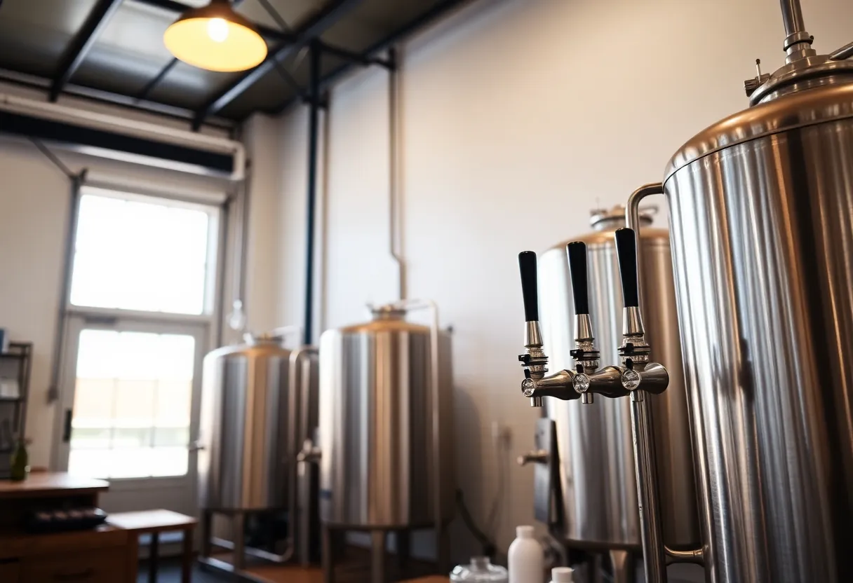 Interior of Club West Brewing showcasing new brewing equipment