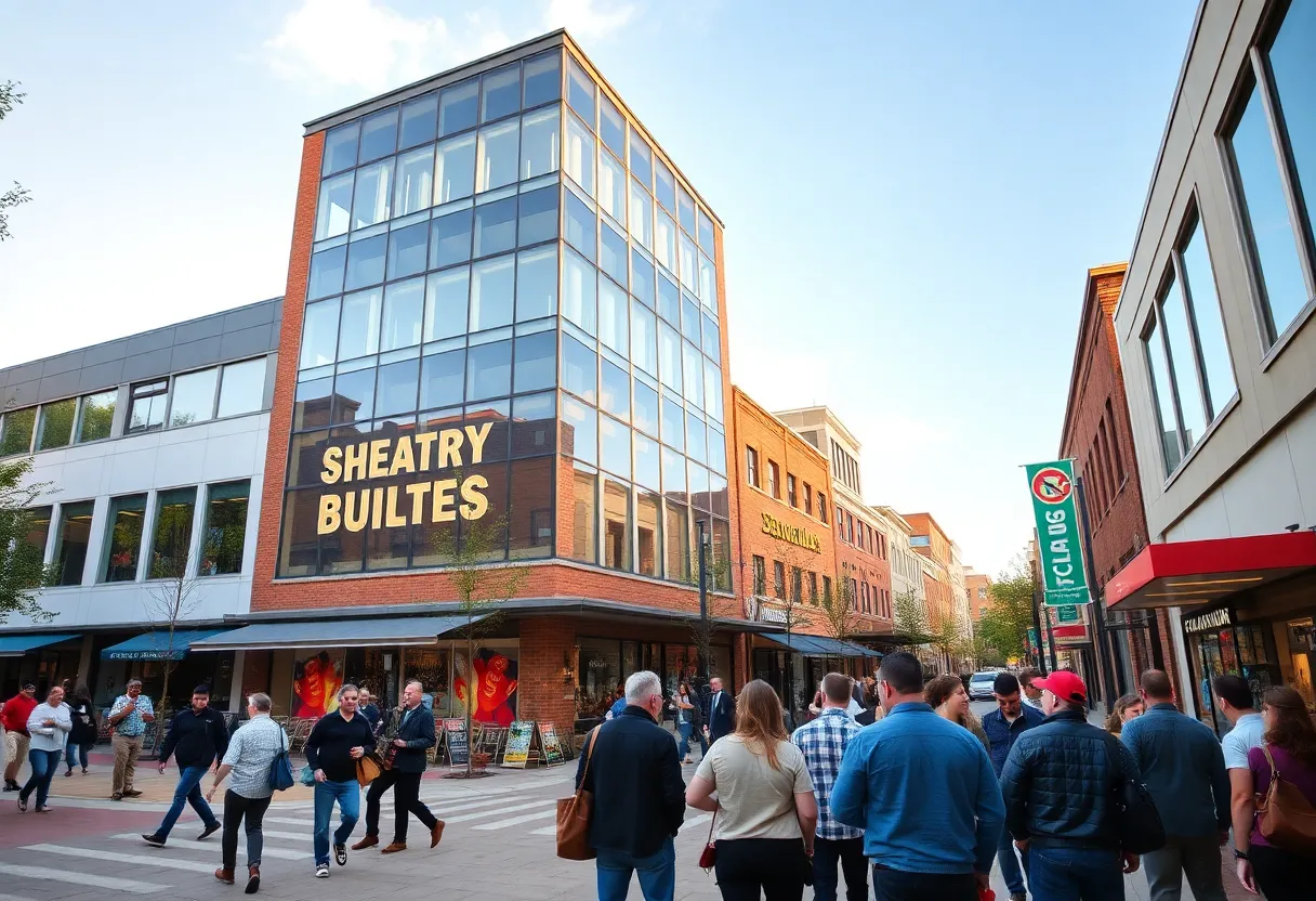 Vibrant business district in Columbia SC featuring modern buildings and active entrepreneurs.