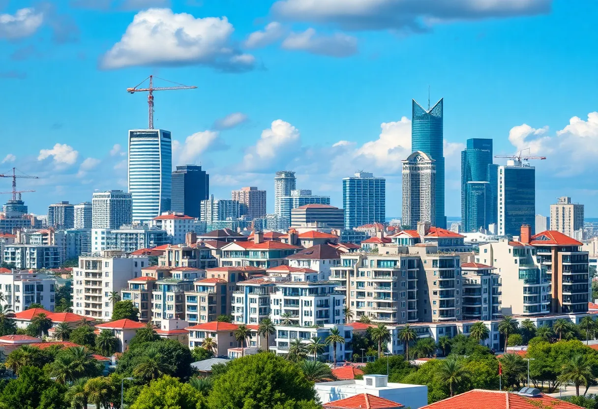 Modern skyline of Columbia SC with luxury homes reflecting economic prosperity.