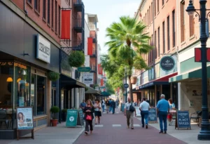 Urban scene in Columbia, SC highlighting small businesses and innovation.