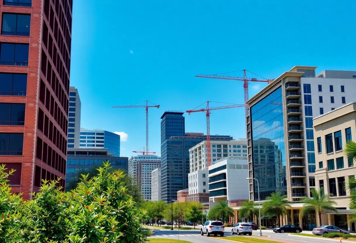 Urban development in Columbia SC highlighting construction and growth